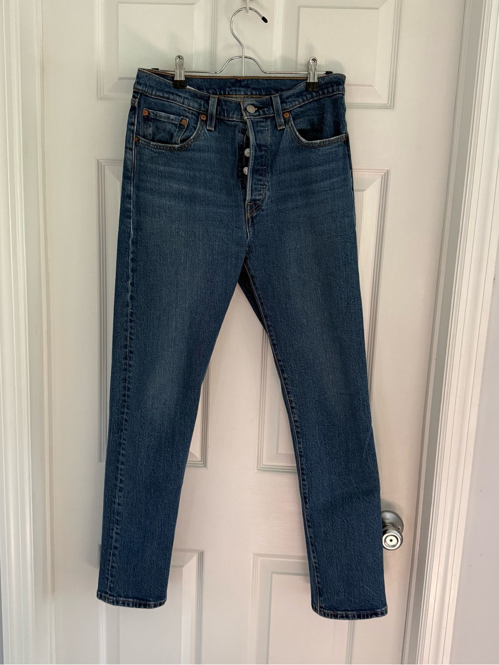 501 Levi's Classic Blue High-Rise Straight-Leg Jeans- 28